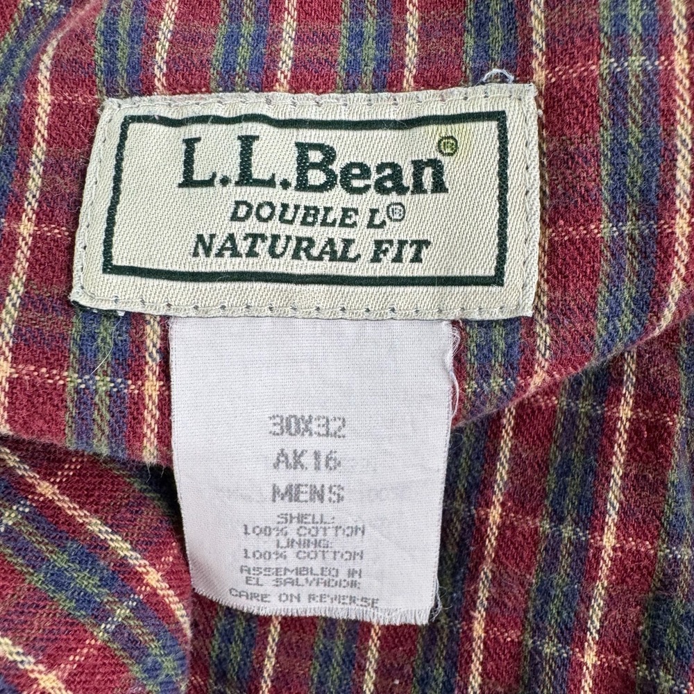 LL Bean Pants Men 30x32 Beige Fleece Lined Khaki Distressed Workwear Nat - Picture 12 of 14